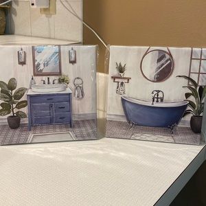 Set of 2 Bathroom Canvases